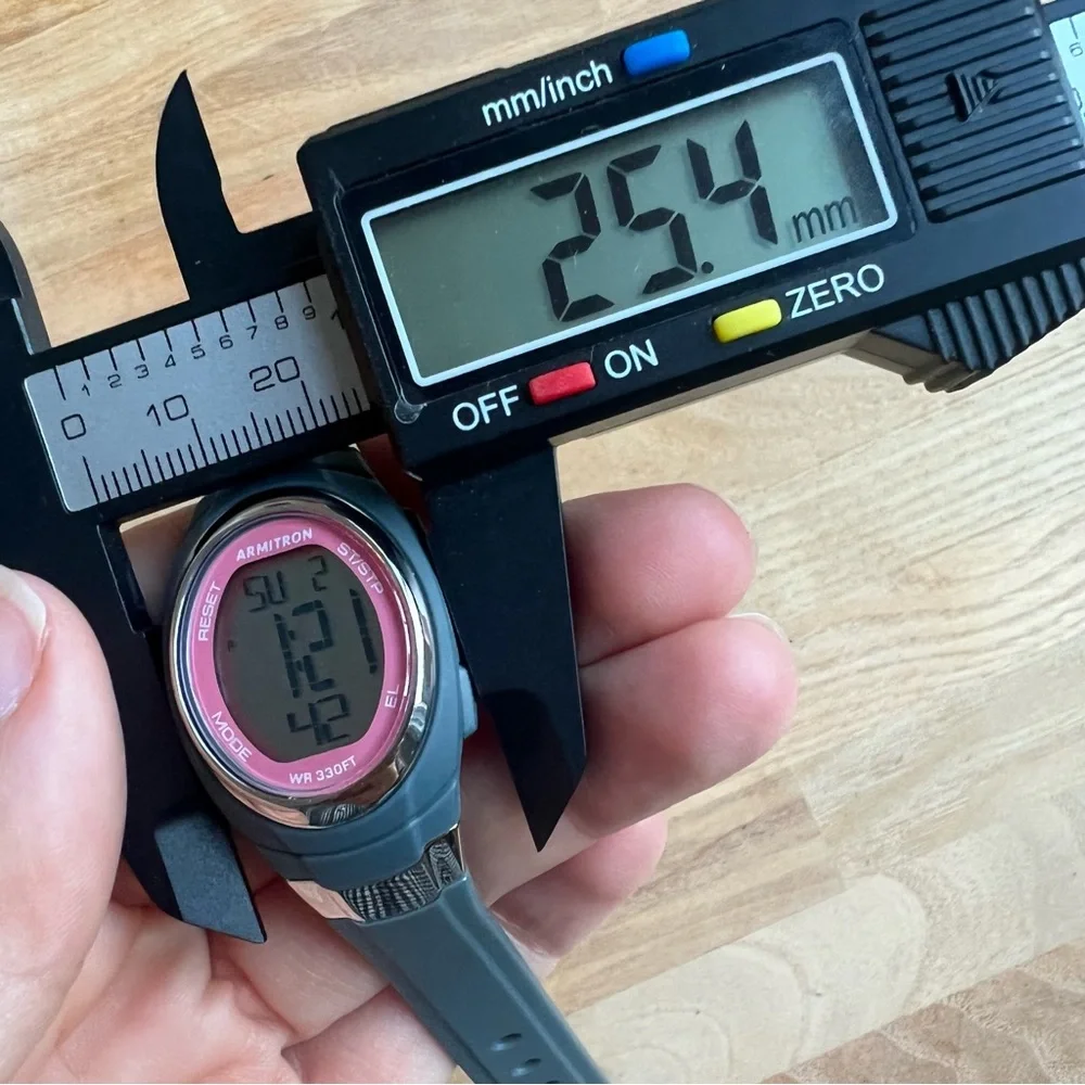 Armitron ladies gray and pink digital sport watch NEW BATTERY